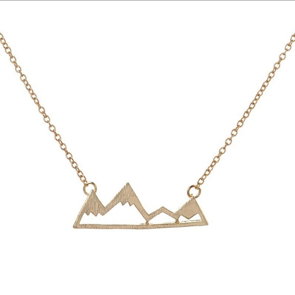 Gold Tone Mountain Necklace - Picture 1 of 6